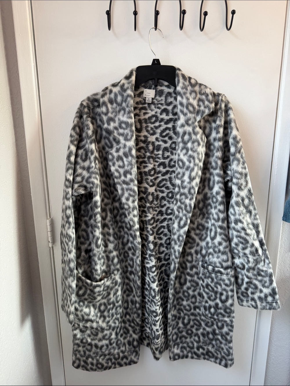 a new day Gray Leopard Print Open Front Coat